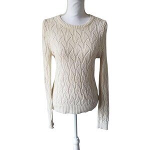 Ann Taylor Loft Cream Cable Knit Sweater Womens S